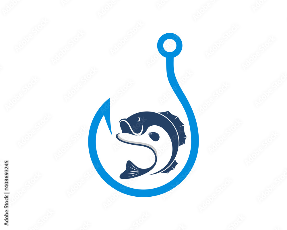 Hook with jumping fish inside Hook with jumping fish inside