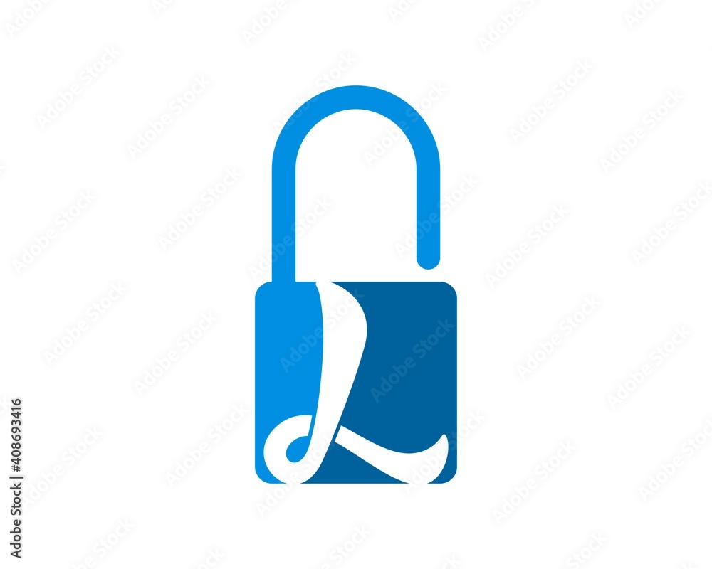 Simple blue padlock with Letter initial Simple blue padlock with Letter initial