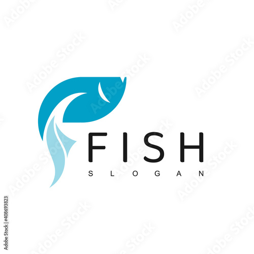 Fish Logo Design Template, Seafood restaurant Logotype, Fish Farm Icon