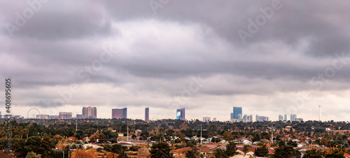 Las Vegas skyline under winter storm cloud