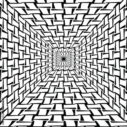 Geometric vector pattern with triangular elements. Seamless abstract ornament for wallpapers and backgrounds. Black and white colors.
