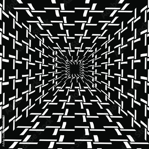 Geometric vector pattern with triangular elements. Seamless abstract ornament for wallpapers and backgrounds. Black and white colors.
