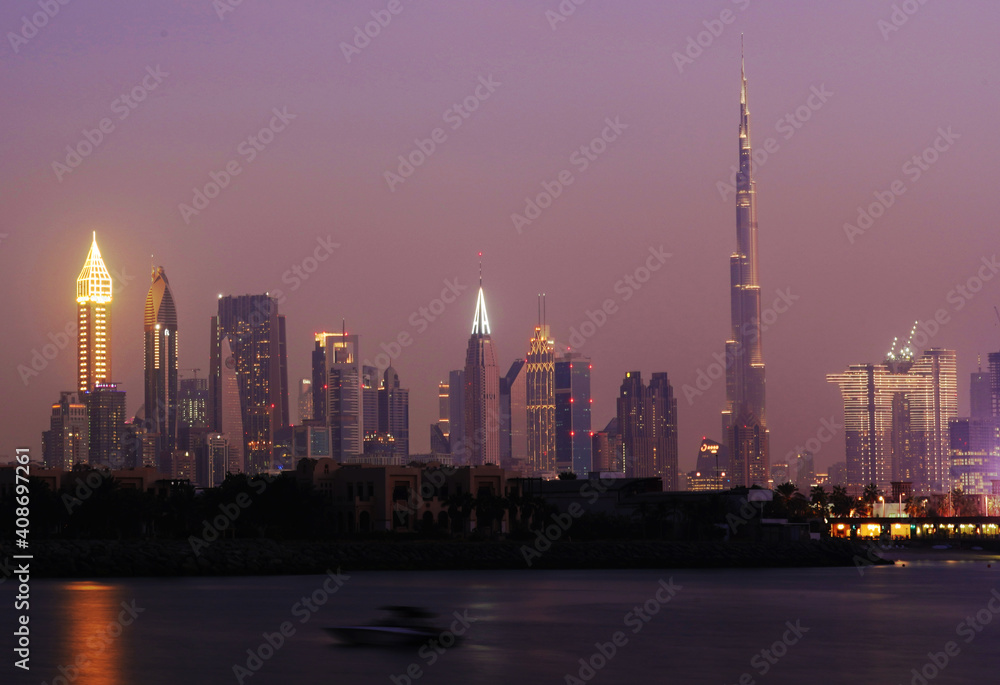 city skyline at night