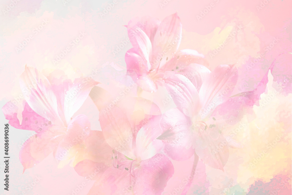 Fototapeta premium watercolor background with flowers