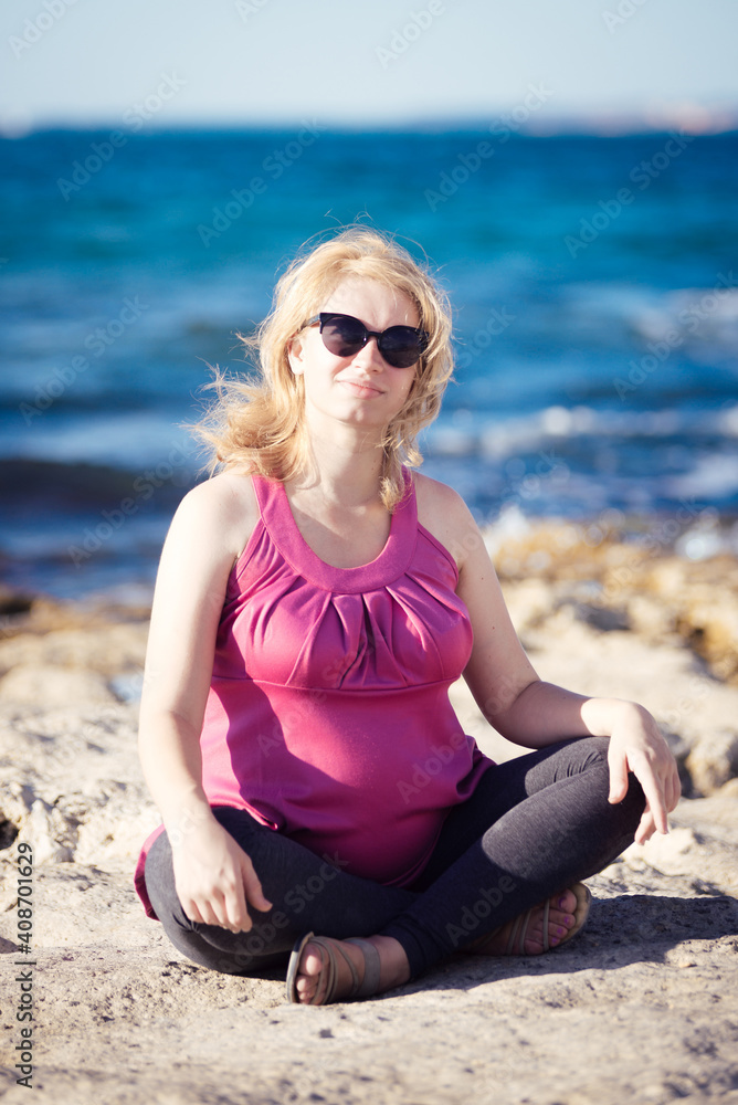 Portrait of beautiful pregnant woman at beach Portrait of beautiful pregnant woman at beach