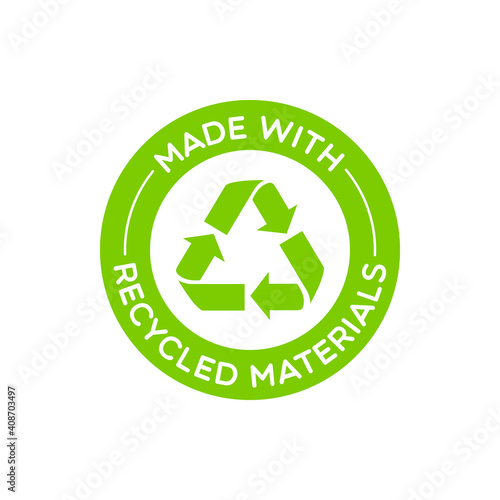 Vector Round Made With Recycled Materials Label photo