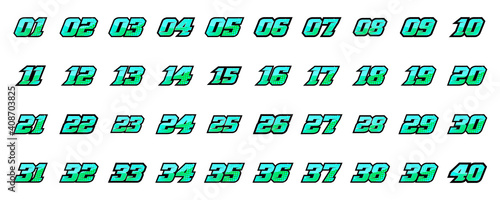 Set of racing number, start racing number, sport race number with halftone dots style vector illustration