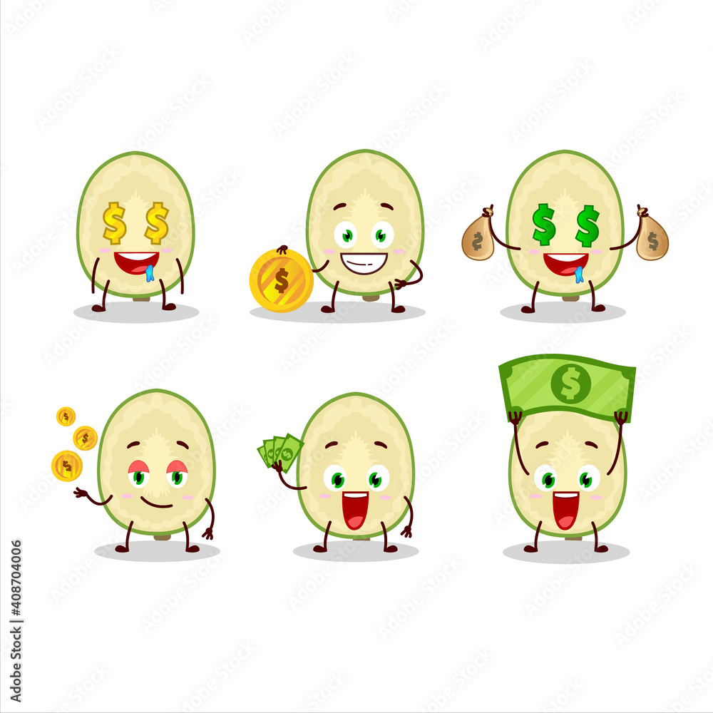 Slice of ambarella cartoon character with cute emoticon bring money Slice of ambarella cartoon character with cute emoticon bring money
