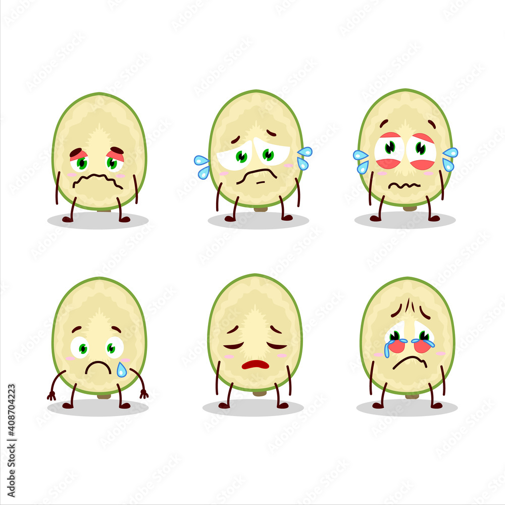 Slice of ambarella cartoon character with sad expression Slice of ambarella cartoon character with sad expression