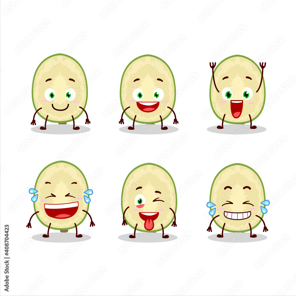 Cartoon character of slice of ambarella with smile expression Cartoon character of slice of ambarella with smile expression