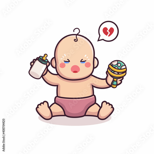 cartoon baby character is whining crying