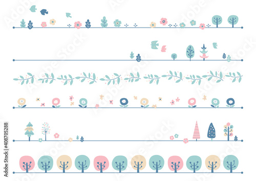 北欧風 手書き春のライン　木