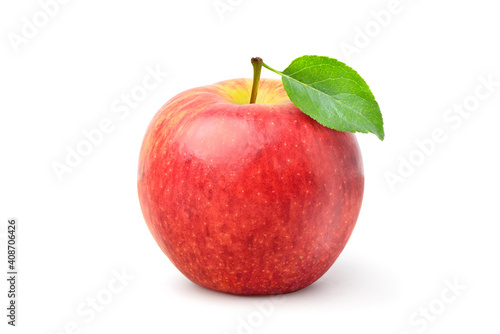 Leinwand Poster Envy apple with leaf isolated on white background. clipping path.