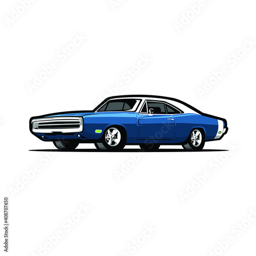 Premium American Muscle Car Vector Isolated on White Background. Best for Automotive Related Industry