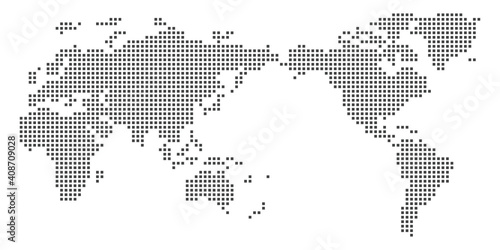 World map. Square dots. Vector illustration. 