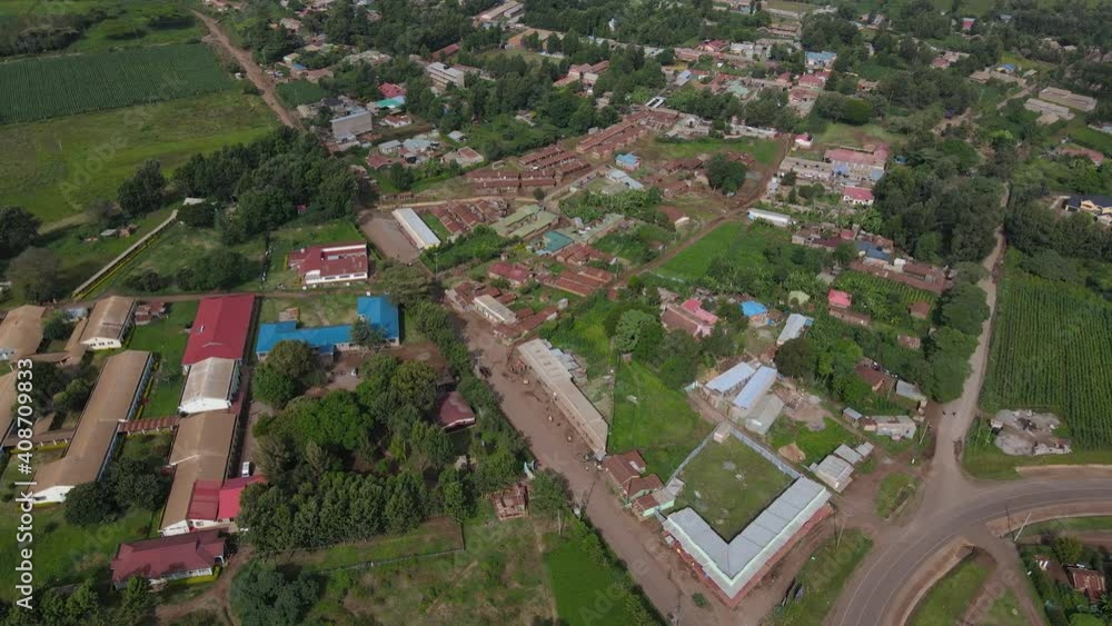 Wonderful Sky View Of Loitokitok Town In South Kenya Background With Lush Green Environment During Daytime - Aerial Shot Wonderful Sky View Of Loitokitok Town In South Kenya Background With Lush Green Environment During Daytime - Aerial Shot