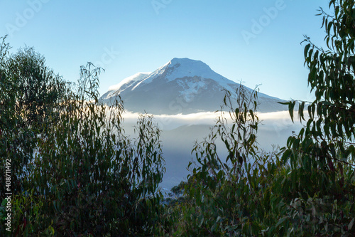 Sunrise over nevado cayambe mountain in ecuador  photo