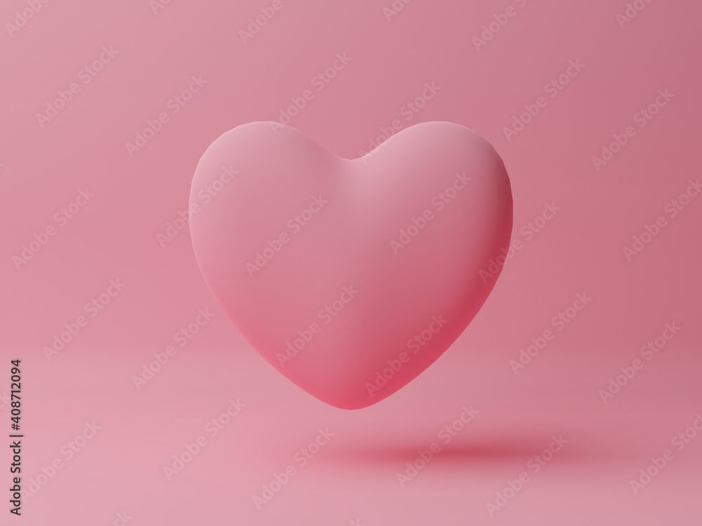 Pink heart with pink background. Valentine's day concept. 3D Rendering illustration. #valentine #card #gift #cheerful #template #mockup