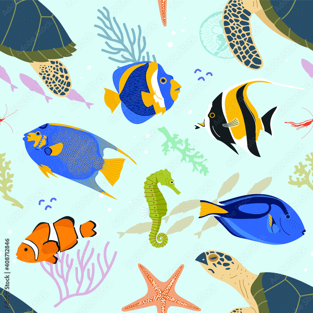 Sea Animals Seamless Pattern Sea Animals Seamless Pattern