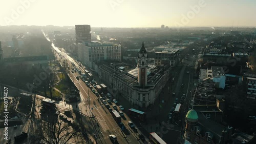 Aerial shot at the traffic of brixton, london photo