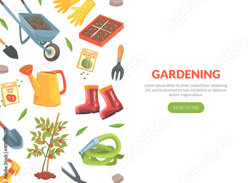 Gardening Landing Page Template, Farming and Agriculture Industry Concept, Garden Store, Shop Website Interface Vector Illustration