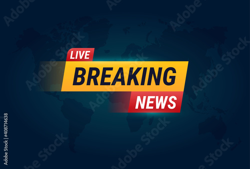 Breaking news broadcast concept in green color. Design template for news channels or internet tv background. Breaking news backdrop