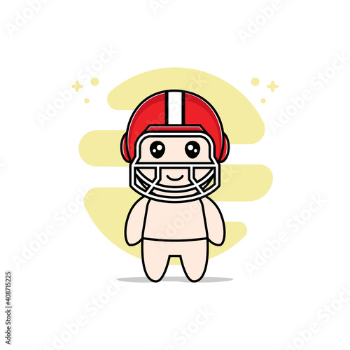 Cute baby character design wearing american football helmet costume.