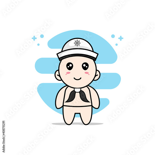 Cute baby character wearing sailor costume.