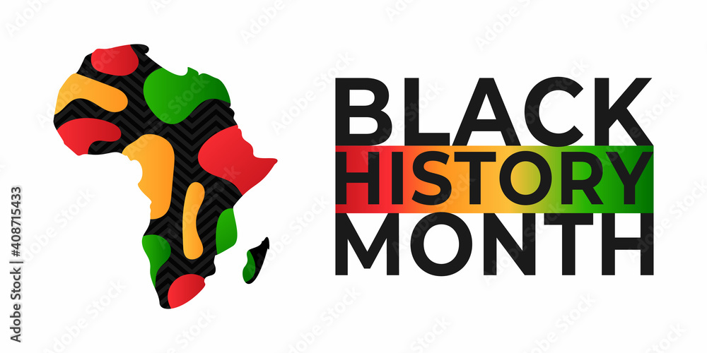 Black History Month banner. Vector illustration of design template for national holiday poster or card. Annual celebration in february in USA and Canada, october in UK