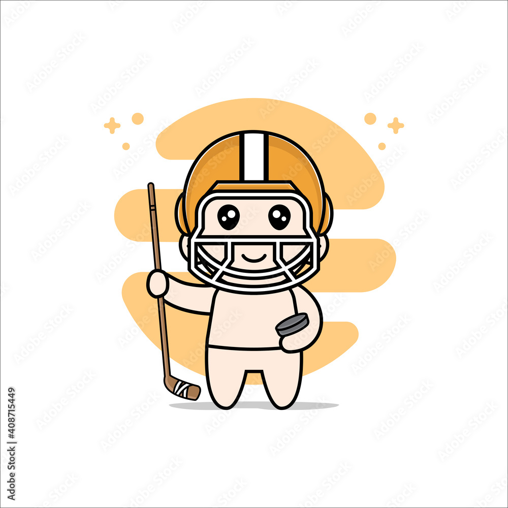 Cute baby character wearing hockey costume. Cute baby character wearing hockey costume.