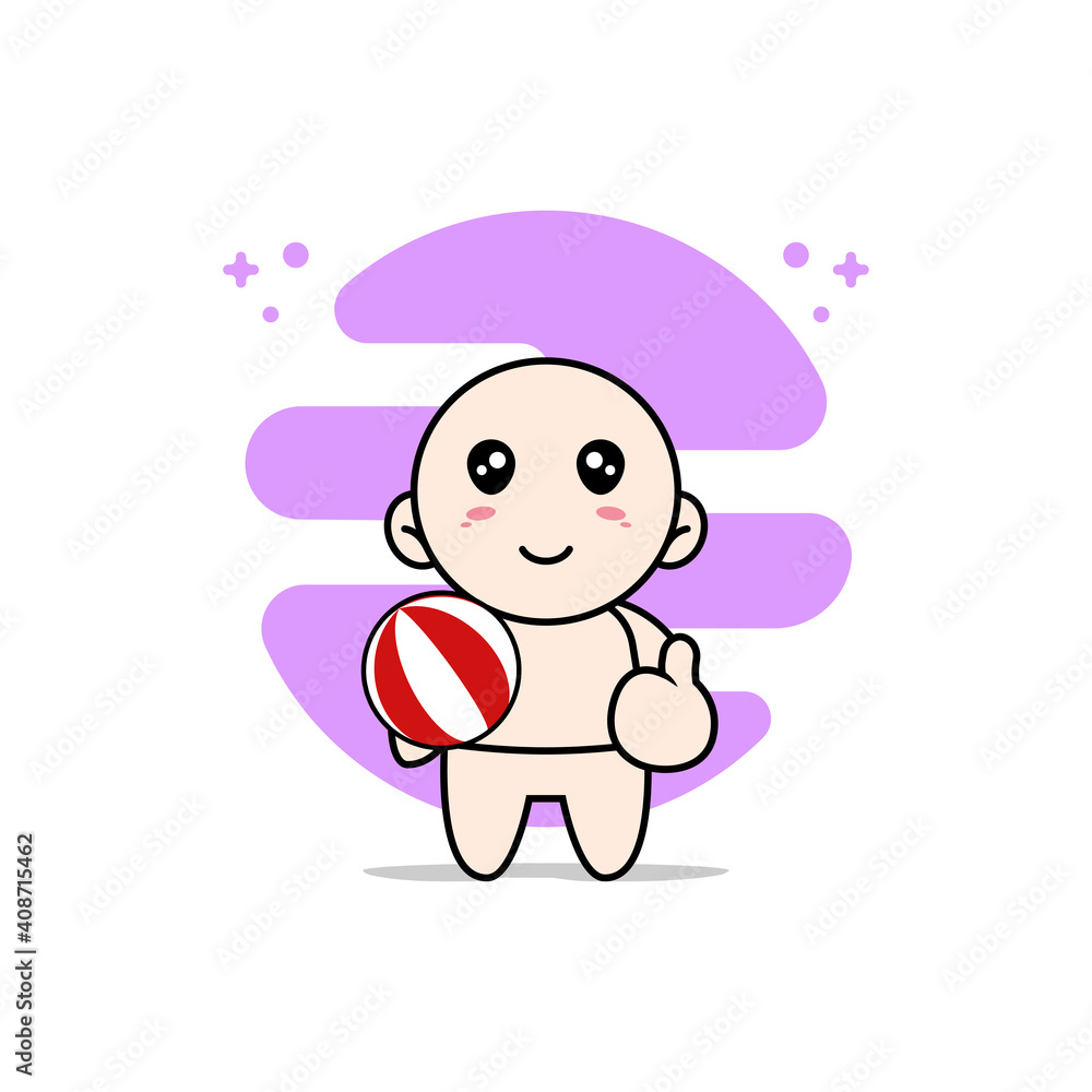 Cute baby character holding a ball.