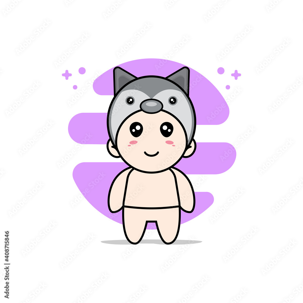 Cute baby character wearing fox costume. Cute baby character wearing fox costume.
