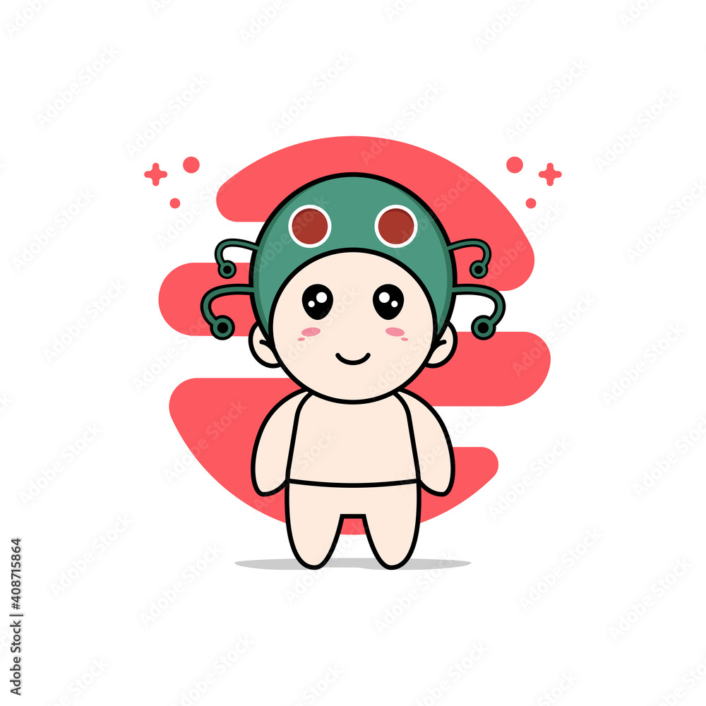 Cute baby character wearing caterpillar costume. Cute baby character wearing caterpillar costume.