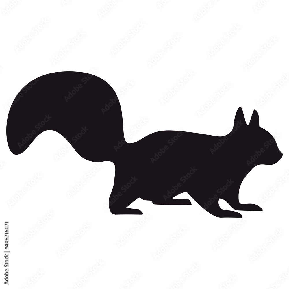 Squirrel silhouette, icon. Vector illustration on a white background.