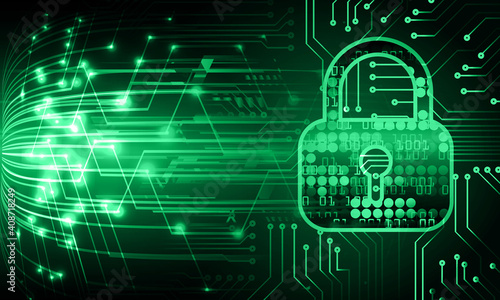 Closed Padlock on digital background, cyber security