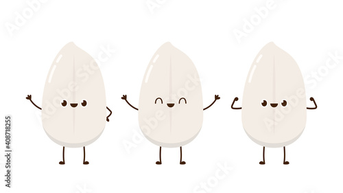 Rice character design. rice vector on white background. rice seed.