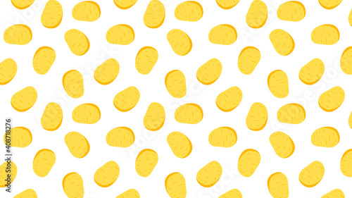 Potato pattern wallpaper. Potato on white background.