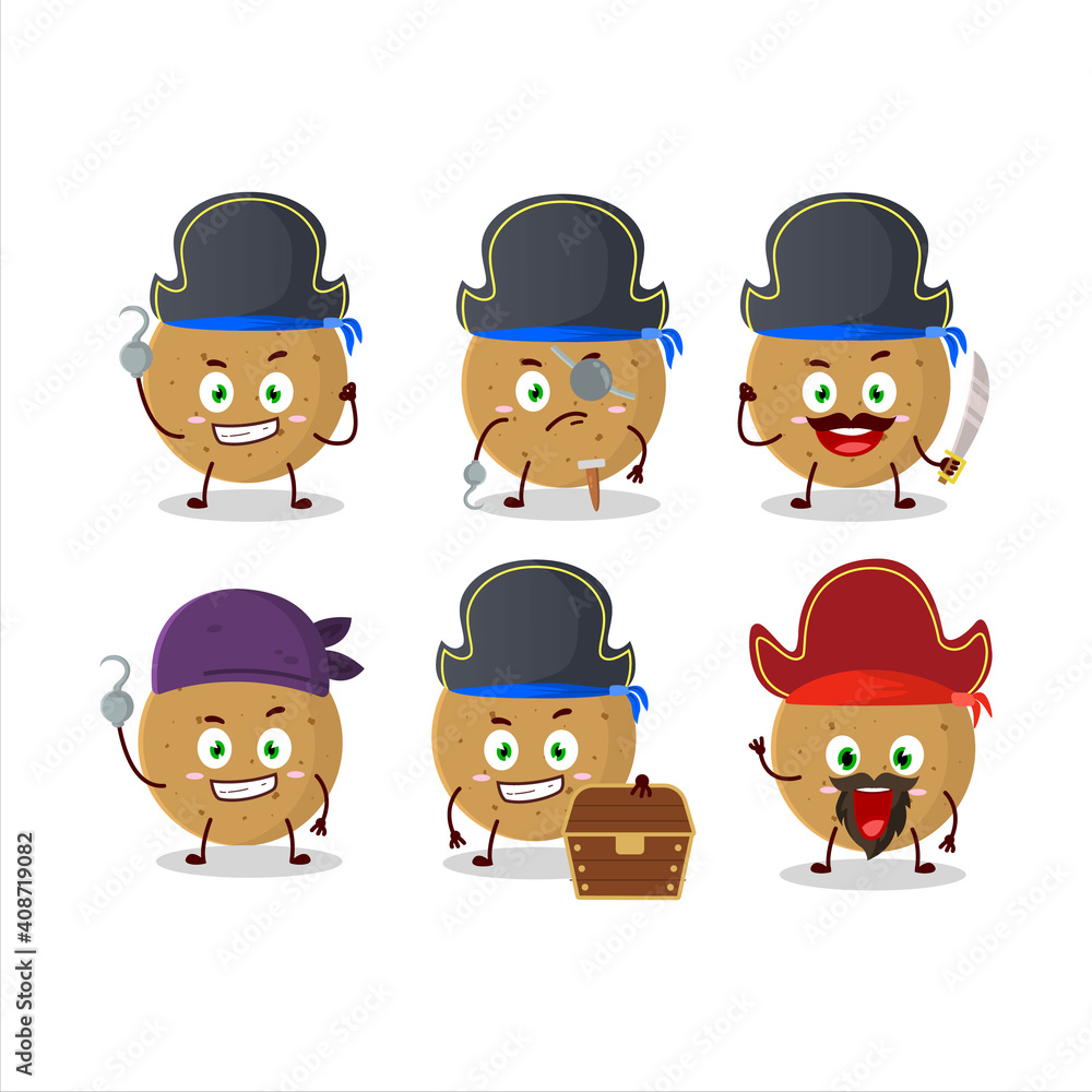 Obraz premium Cartoon character of longan with various pirates emoticons