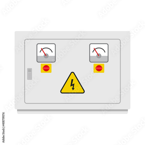Electrical cabinet cartoon vector. free space for text.