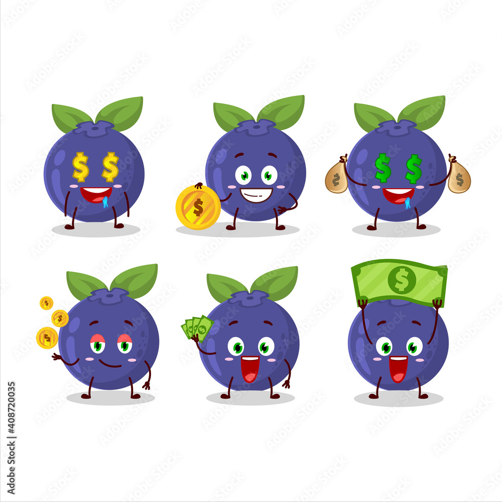 New blueberry cartoon character with cute emoticon bring money New blueberry cartoon character with cute emoticon bring money
