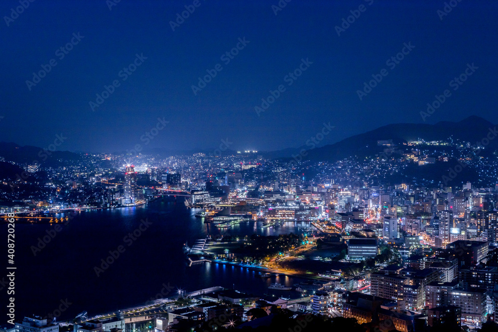 鍋冠山公園展望台からの長崎市街地夜景