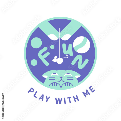 Round logo with the image of a fun game with a cat.