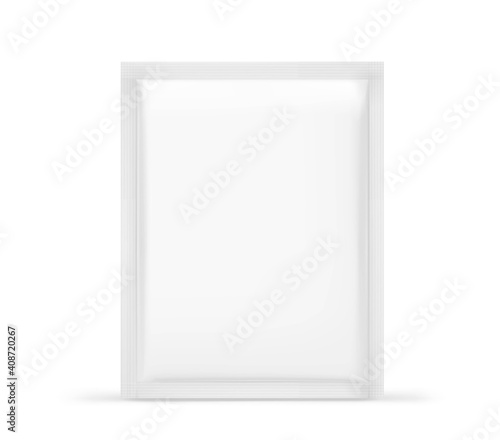 Template of blank sachet packaging for food, cosmetic and hygien. Vector illustration on white background. Ready for your design.	
