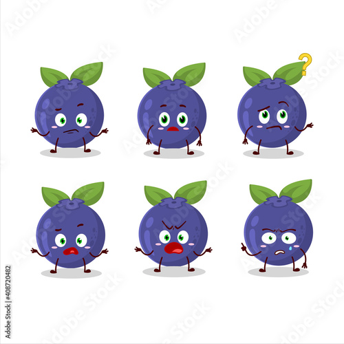 Fototapeta Naklejka Na Ścianę i Meble -  Cartoon character of new blueberry with what expression
