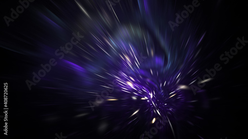 Abstract blue fireworks. Holiday background with fantastic light effect. Digital fractal art. 3d rendering.