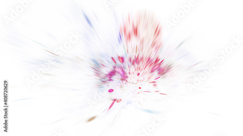 Abstract blue and red fireworks. Holiday background with fantastic light effect. Digital fractal art. 3d rendering.