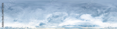 360° Panorama, Himmel, Wolken, ohne Boden, zur Verwendung in 3D-Grafiken, Himmelsersatz für Kompositionen in sphärischen Luft- und Bodenpanoramen als Himmelskuppel