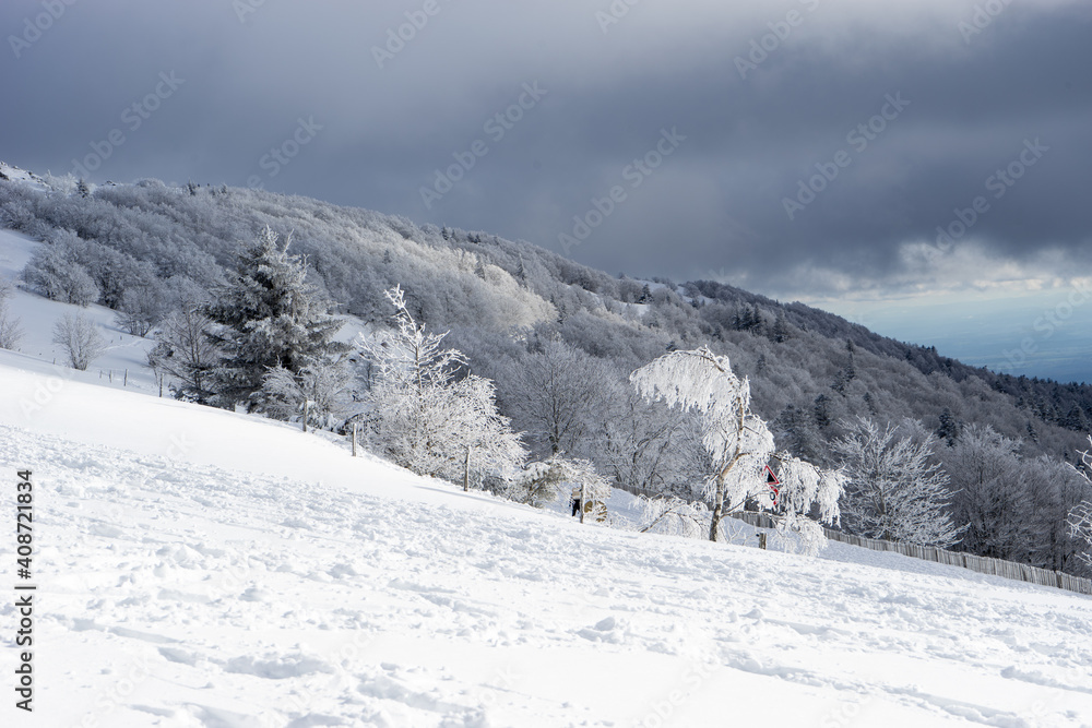 Markstein ski resort on a cold partly cloudy day.