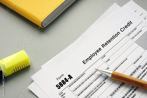Fotografie Financial concept about Form 5884-A Employee Retention Credit with inscription on the page