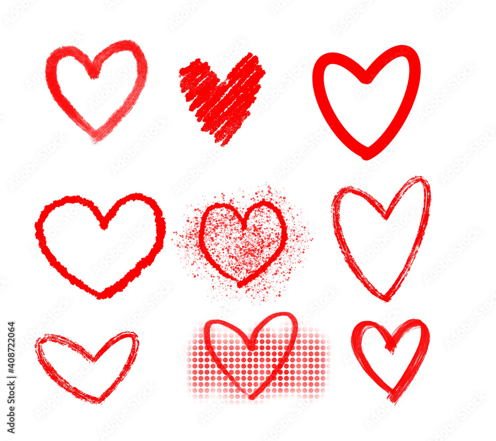 Sketch line Draw shape heart red color on a white background, Valentine’s Day for copy text card, background Sketch line Draw shape heart red color on a white background, Valentine’s Day for copy text card, background